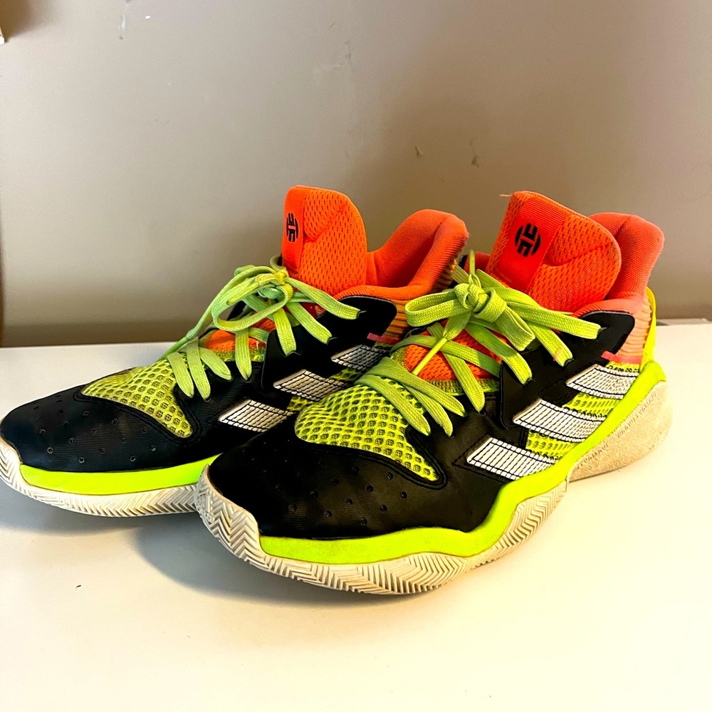 Adidas, Harden Stepback, Mens 8, slightly used black green & orange